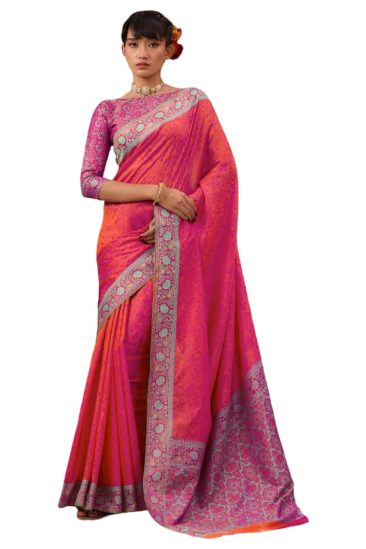 DC ELEMENTS Indian Traditional Silk Saree for Women Ethnic Designer Wedding & Festive Wear Sari Bollywood Inspired Saree (006)