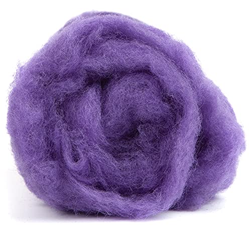 Maori Wool - A Special Blend of New Zealand Wools by DHG for Needle Felting and Wet Felting, Approx 3.5 OZ / 100 gr, Carded Wool Batt, 100% Pure Wool, Color Violet