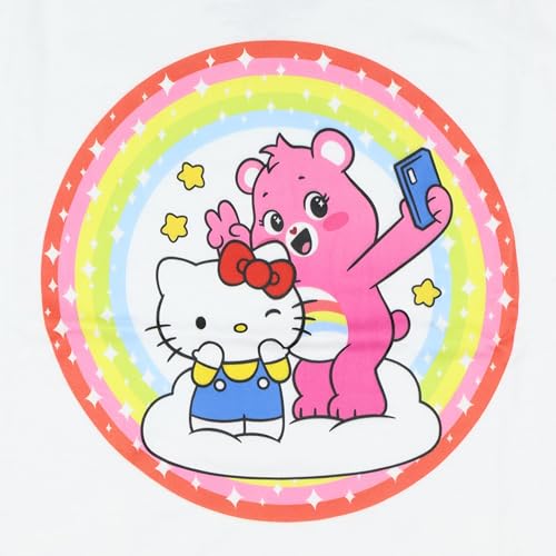 Hello Kitty and Friends x Care Bears Girls' T-Shirt Cheer Bear and Kitty Selfie Pose Kids Tee3