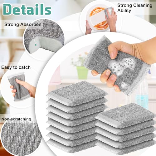 Image of Thyle 1 Pack Steel Wool Scrubber Kitchen Sponges, Heavy Duty Non Scratch Metal Sponges, Reusable Cleaning Scrub Pads for Dishes, Pots, Pans, Sink and Tough Hard Stains (Gray)