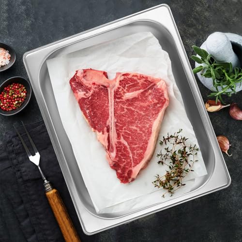 Image of 5 Pack 1 /2 Size, 2.6 Inch Deep Steam Table Pan | , Silver201 Stainless Steel Chafing Pan, Half Size Hotel Steam Pans for Weddings, Parties, Restaurants, Cafeterias and Hotels
