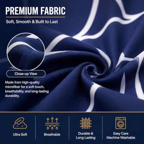 Image of Blue Strip Polycotton Fitted Bedsheet, Single 42x75 (Blue Circle) | 300 TC | All-Round Elastic Grip | Soft, Breathable & Colourfast | Wrinkle Resistant | Machine Washable