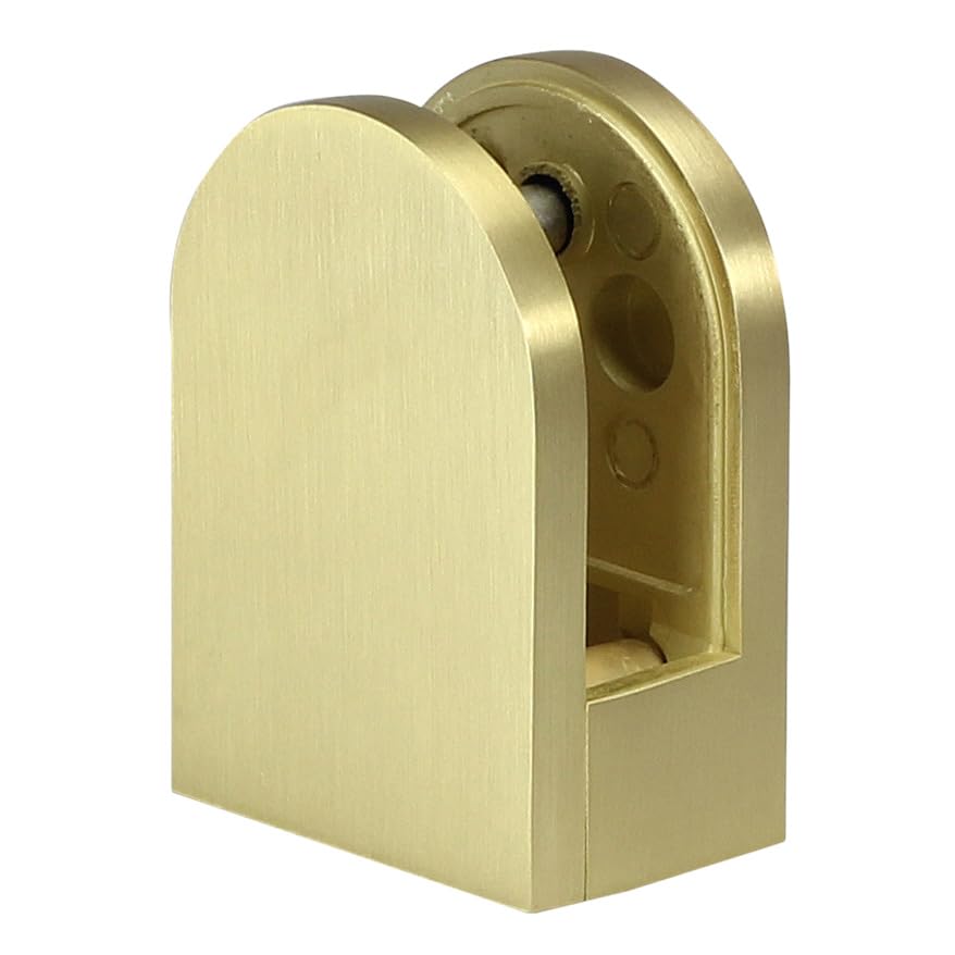 Glass Bracket / Clamp for Stair Handrails – 8mm or 10mm Toughened Glass – Chrome, Black, Brushed Nickel or Brushed Brass (Brushed Brass, 10mm)