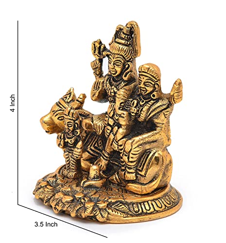 Estatua de Shiva familia hecha de metal 10.2 cm miniatura 3