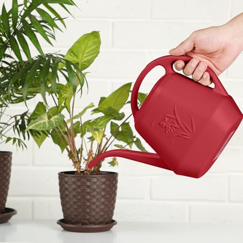Image of Plastic Watering Can - for Indoor and Outdoor Plant - 1 /2 Gallon - Wine Red