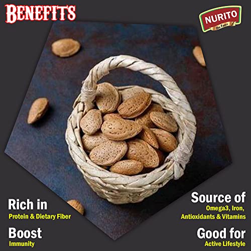 Image of Nurito Kagazi Badam 500 Grams (250 Grams X 2) - Thin Shell Almonds | Packed with Protein, Fiber, and Vitamins | Badam with shell - Easy to Crack, Supports Brain Health and Boosts Energy - Great Snack Option for Office, School, or Fitness Enthusiasts