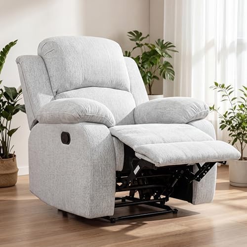 Image of Recliner Chair, Oversized Linen Single Sofa for Living Room, Grey
