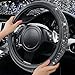 CAR PASS Bling Diamond Leather Steering Wheel Cover, With Sparkly Crystal Glitter Rhinestones Universal Fit 14