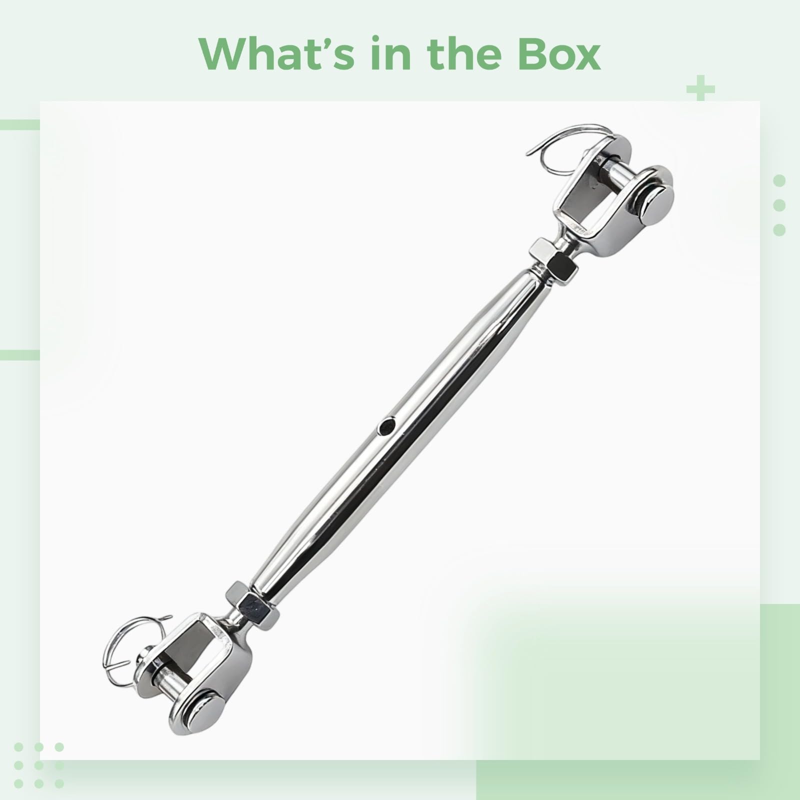 Tendeur M12 en acier inoxydable 304, corps fermé, réglage de longueur de 9,8 à 14,2 pouces / 25 à 36 cm, adapté au tirage et à la tension de câble d’acier, usage intensif