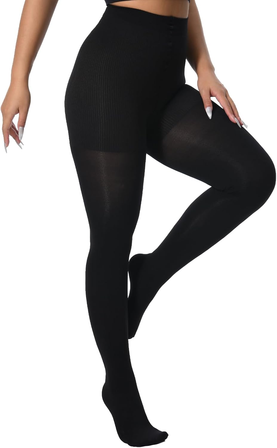 +MD 140D Light Compression Pantyhose for Women, 15-20mmHg Graduated Compression Tights, Footless Leggings for Leg Support
