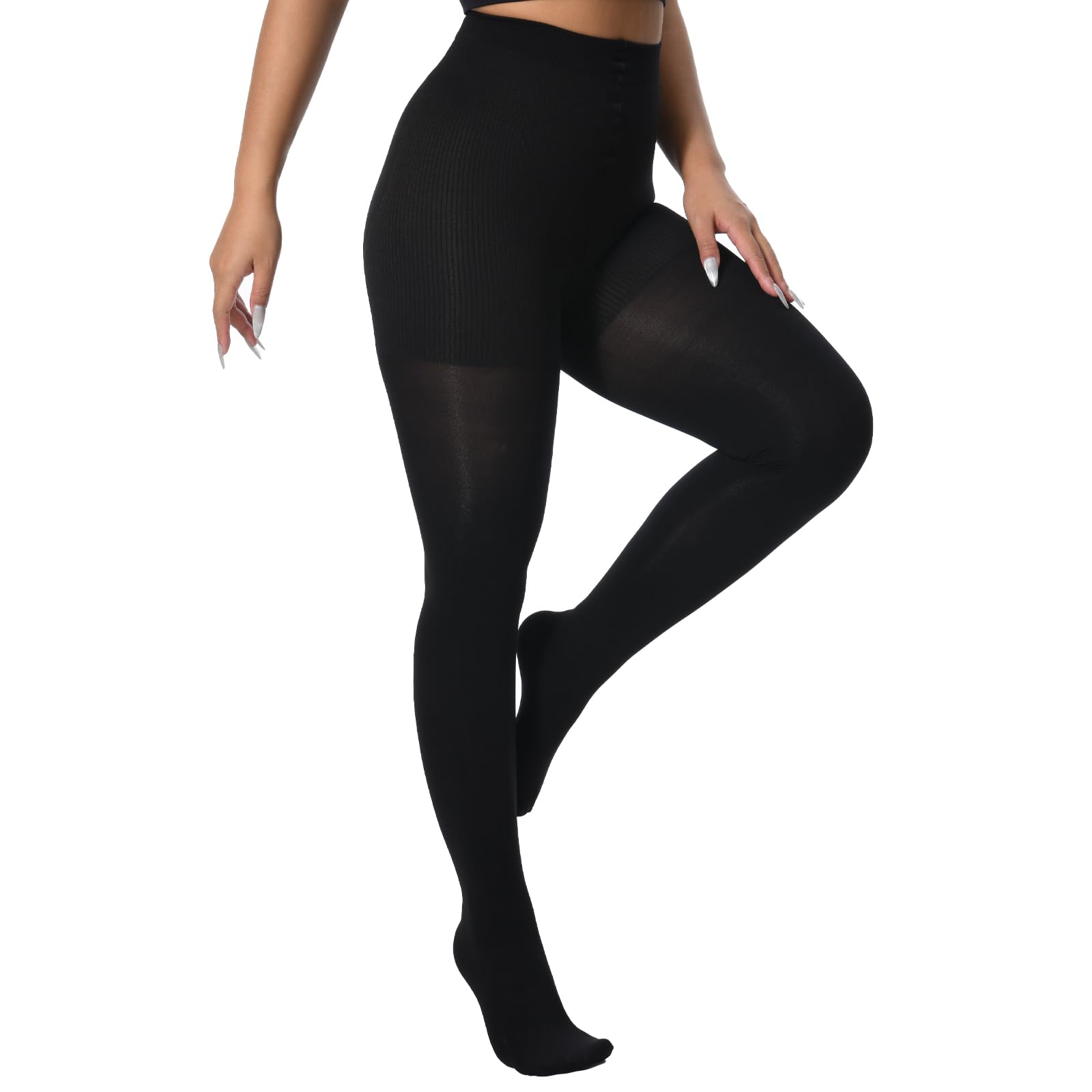 +MD 140D Light Compression Pantyhose for Women, 15-20mmHg Graduated Compression Tights, Footless Leggings for Leg Support