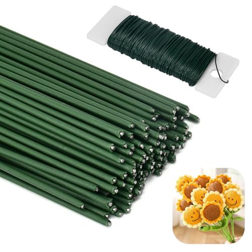 LPAMABA 100pcs 30cm de largo φ2 mm Verde Flores Floristas Alambre de Floristería Alambre de Tallo Floral Alambre de Tallo de Flores Arreglos Florales para manualidades ramo de corona de flores