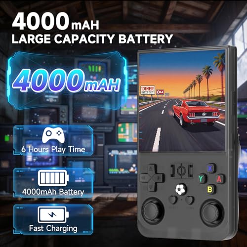 Image of R36max Retro Handheld Console,Upgraded 4.0 inch IPS Screen Portable Gaming Console,64GB Preloaded 18000+Games,Linux Open Source System Handheld Emulator Supporting 30+Emulators,4000mAh Battery(64G Black2)