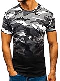 Entrega gratuita desde 70€ BOLF Hombre Camiseta de Manga Corta Diseño Camuflaje Escote Redondo Estilo Diario J.Style S808 Gris L [3C3]