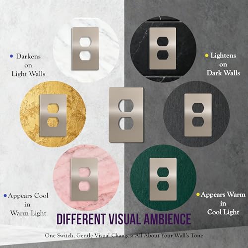 Image of ENERLITES Screwless Duplex Wall Plate, Child Safe Receptacle Outlet Cover, Standard Size, 1-Gang 4.68 inch x 2.93 inch, Unbreakable Polycarbonate Thermoplastic, UL Listed, SI8821-NK-5PCS, Nickel, 5 Pack