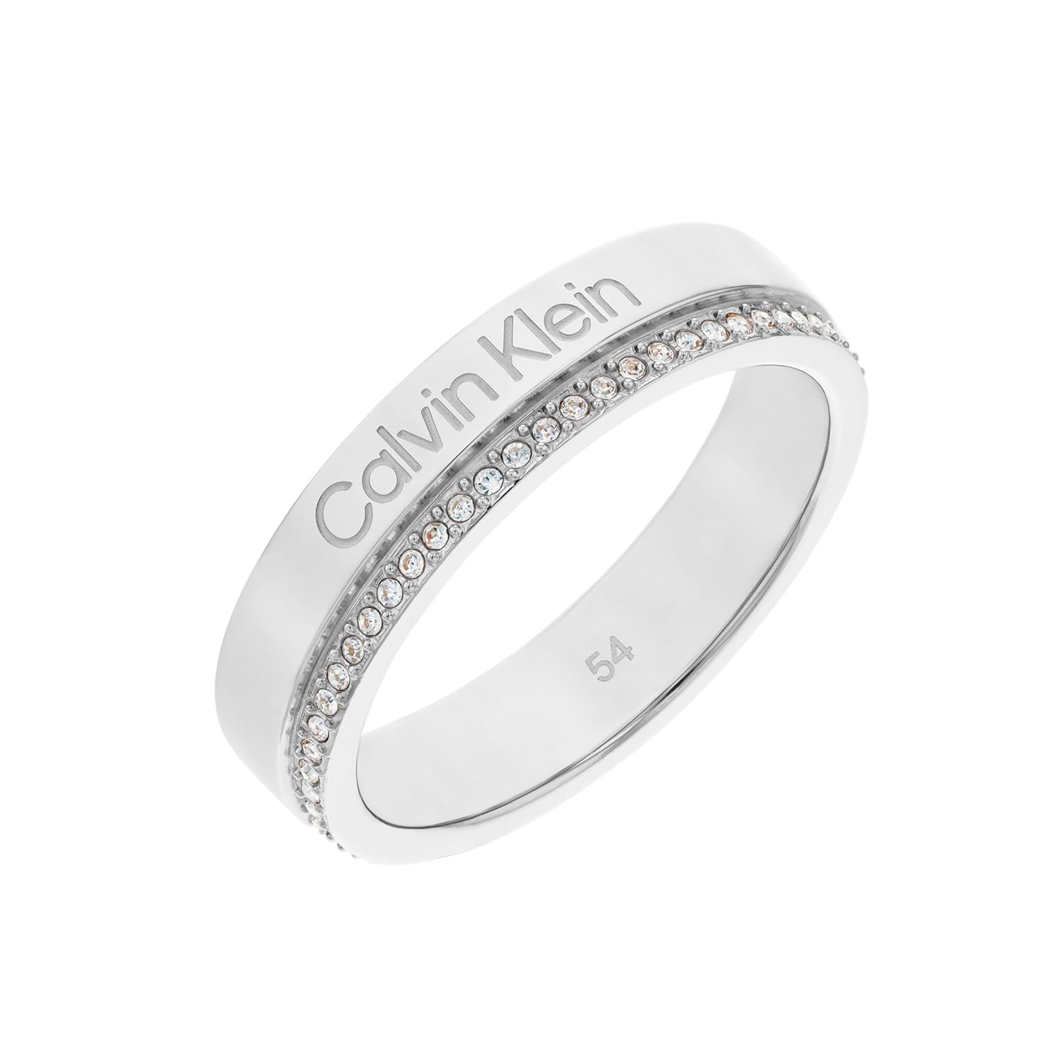 Calvin KleinWomen's MINIMAL LINEAR Collection Ring in Stainless Steel Embellished with Crystals - Available in Silver, Gold or Rose Gold