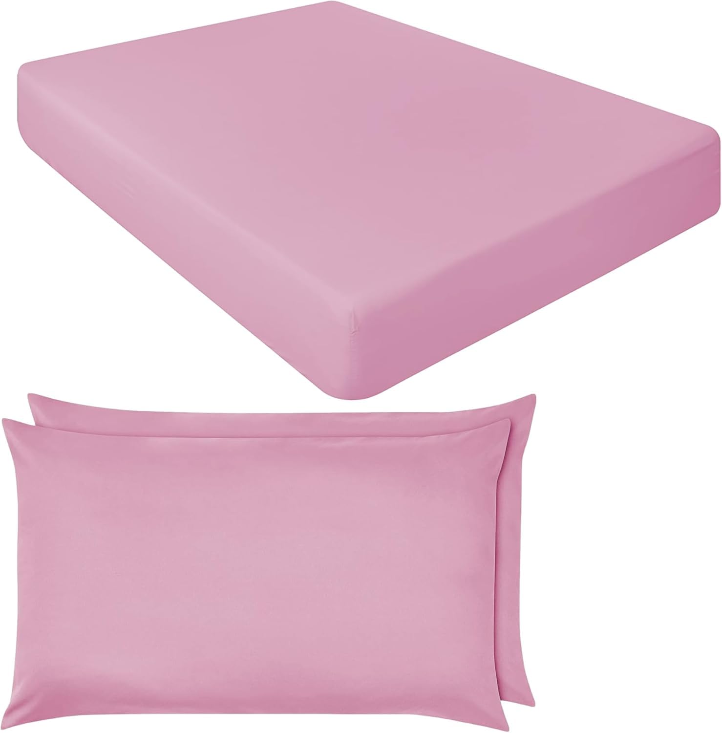 Niys Luxury Bedding Pink Extra Deep Fitted Sheets 16"/40Cm Deep Luxury Percale In 15 Colours (, King + Pillowcase Pair)