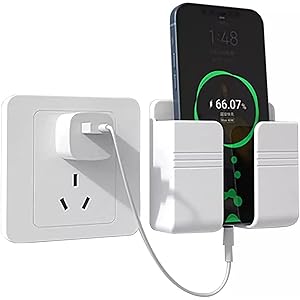 theKiteco. Wall Mounted Mobile Holder Storage Case for Remote, Wall Mounted Mobile Stand/Multi Purpose Stand with Hole for Phone Charging (White)
