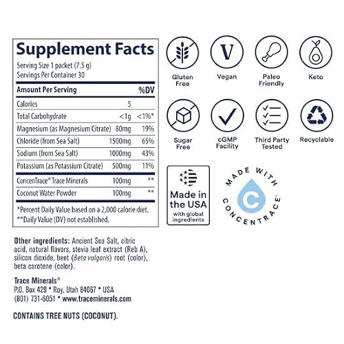 Trace Minerals ZeroLyte Electrolyte Drink Mix, Salty Tropical, 30 Packets — view 4