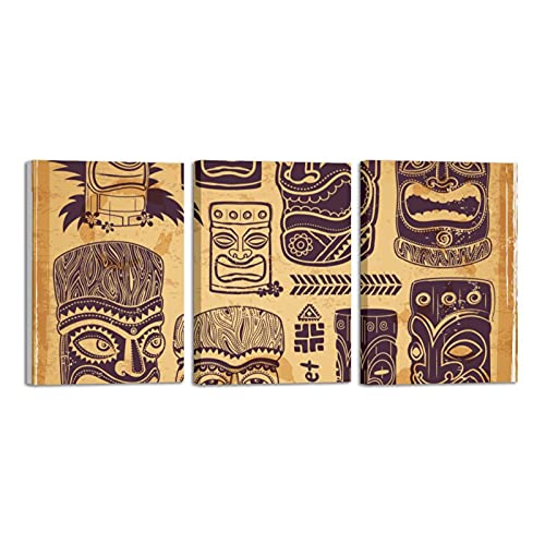 Impressions sur toile mural art de qualité supérieure triptyque Tiki