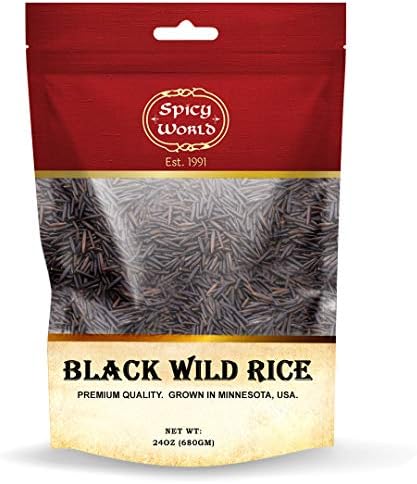 Minnesota Grown Black Wild Rice 24oz Bag (1.5LB) - Premium Quality, All Natural - by Spicy World