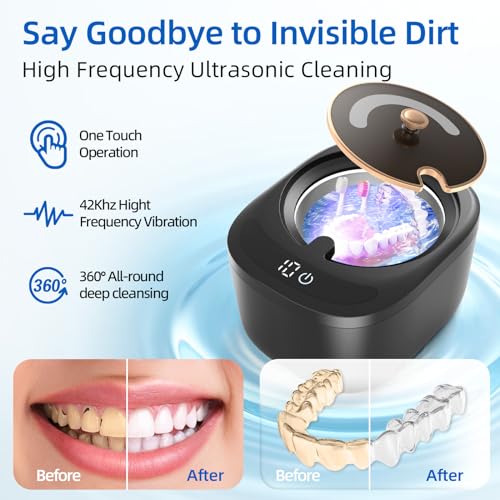 Limpador ultrassônico para retentor, dentaduras, protetor de boca, alinhador, bandejas de clareament