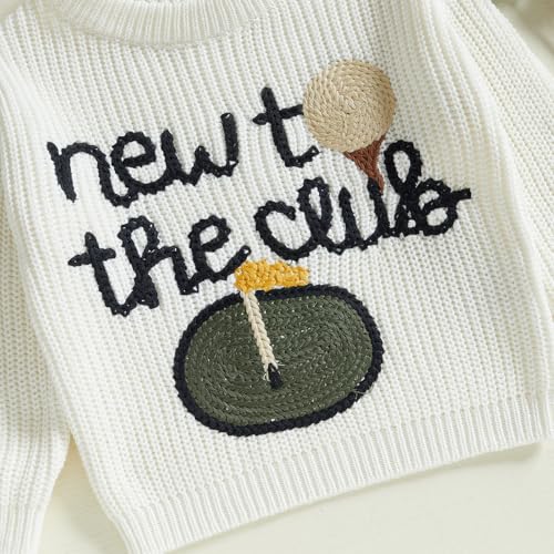 toddler baby boy girl golf outfits new to the club embroidery long sleeve knit pullover sweater birthday outfits