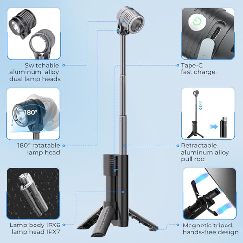 AsFrost Flashlight Camping Lights 2in-1, 180Flip Dual Lamp 8-Mode LED Bright Weird Cool - image 5