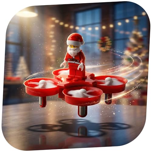 RC-ferngesteuerte 4 Kanal-Mini-Drohne, Quadcopter mit Musik, 3D-Flip, Rückholfunktion, Headless-Mode, Spielzeug UFO-Drone mit wunderschöner LED und Baustein-Figur, Quadrocopter f. Kinder u. Erwachsene