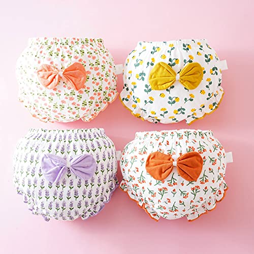 Toddler Infant Girls Floral Print Bowknot Training Underwears Cotton Ruffled Briefs Comfortable P𝐚nties2