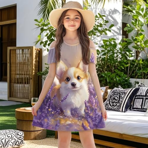 ZFRXIGN Girls Summer Short Sleeve Dress Cold Shoulder Dress with Pocket Flowy A-Line Sundress3