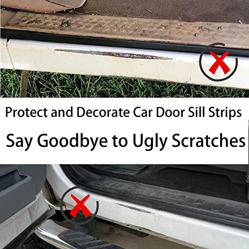 4 Pcs Car Door Sill Protector Carbon Fiber Texture Sticker Car Door Sill Decoration Scuff Plate Compatible With Ford F250 Super Duty、 Ford F350 Super Duty And Ford F450 Super Duty (Red) #TOP1