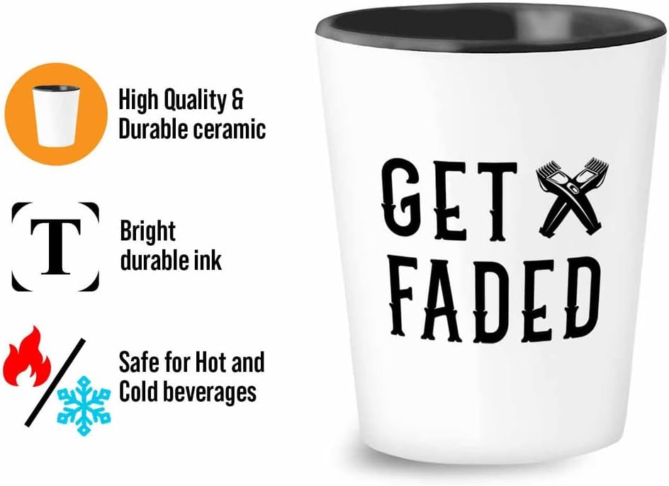 Barber Shot Glass 1.5oz - get faded - Hair Cutting Men Comb Salon Scissors Conditioner Blonde Hair Styling