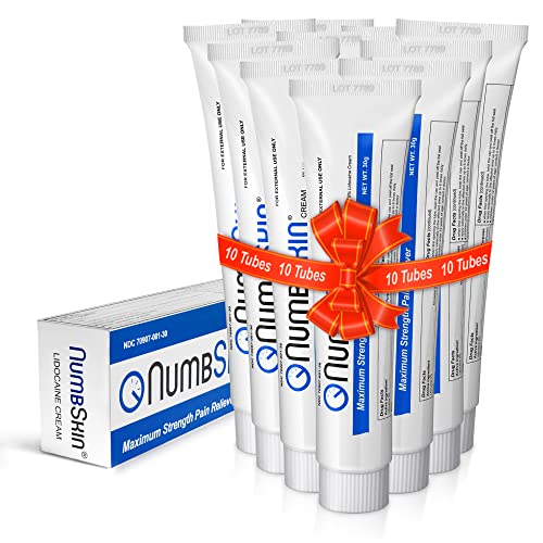 New Numbskin Numbing Cream 5% Lidocaine Topical Anestheticâ€“ Fast Acting Tattoo Numbing Cream for Deep Pain Relief & Numbing Cream for Microneedling/Piercing/Microblading/Laser Hair Removal (10 Tubes)