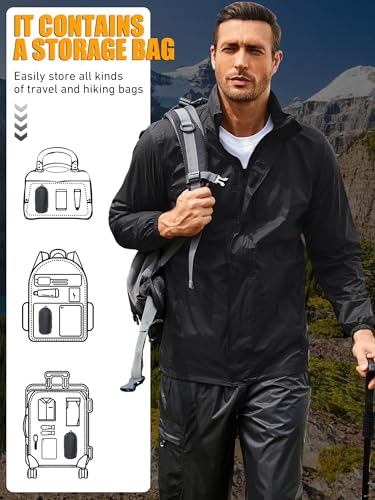 Waterproof Rain Jacket for Men, Lightweight Rain Gear, Packaged Golf Raincoat with Hood, Suitable for Travel, Fishing3