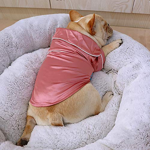 Lifeunion Small Dogs Cats Pajamas Pet Soft Silk Lapel Two-Legged Sleepwear Shirt For All Season (Small, Pink) #TOP4