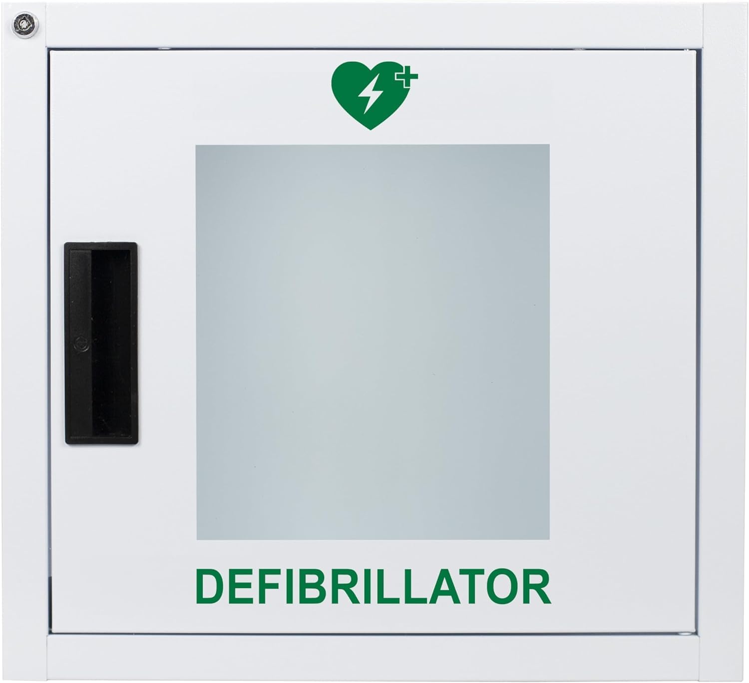 MedX5 Caja de pared de metal para interiores de desfibrilador universal con señal de ubicación del desfibrilador, bloqueable y con alarma