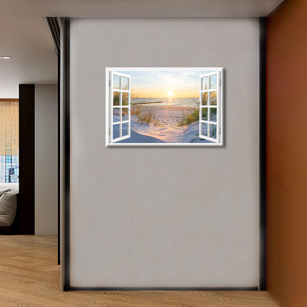 TISHIRON 3D Window Effect Window View Landscape Canvas Wall Art Nature Pictures for Canvas Wall Decor for Living Room Bedroom Office Framed Prints Ready to Hang - Image 4