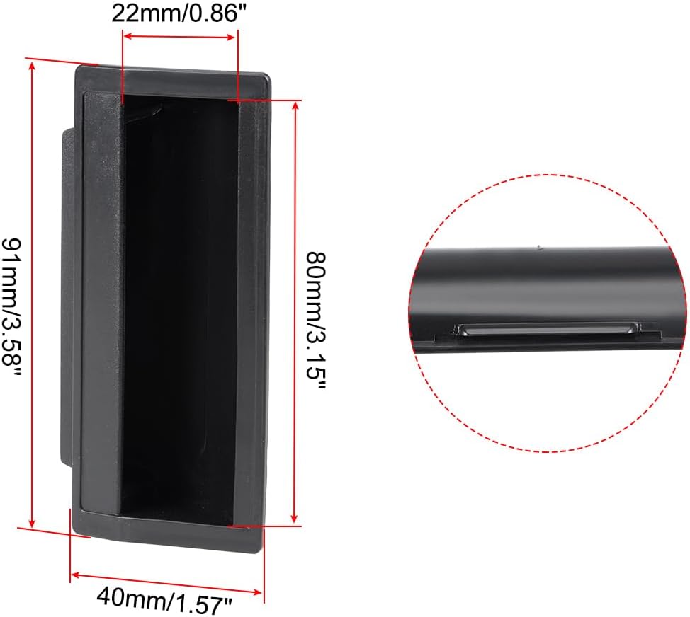 uxcell Flush Pull Finger Insert Recessed Cabinet Handles 110mm x 40mm x 19mm Black 2Pcs