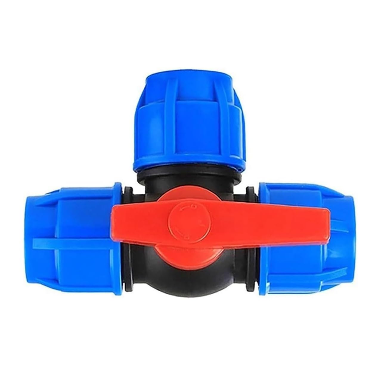 3-Way Hydraulic Ball Valve, 3-Way Ball Valve for PE Pipe, Plastic T-Type, for Water Oil Gas, Multicolor, 20-63mm(Blue,50mm)
