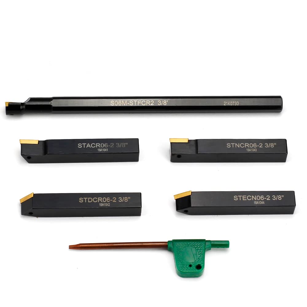 OSCARBIDE 3/8"Indexable Carbide Lathe Turning Tool Holder Metal Lathe Tools Inserts Bits With Carbide Inserts TCMT110204(TCMT21.51),5 Pieces/Set