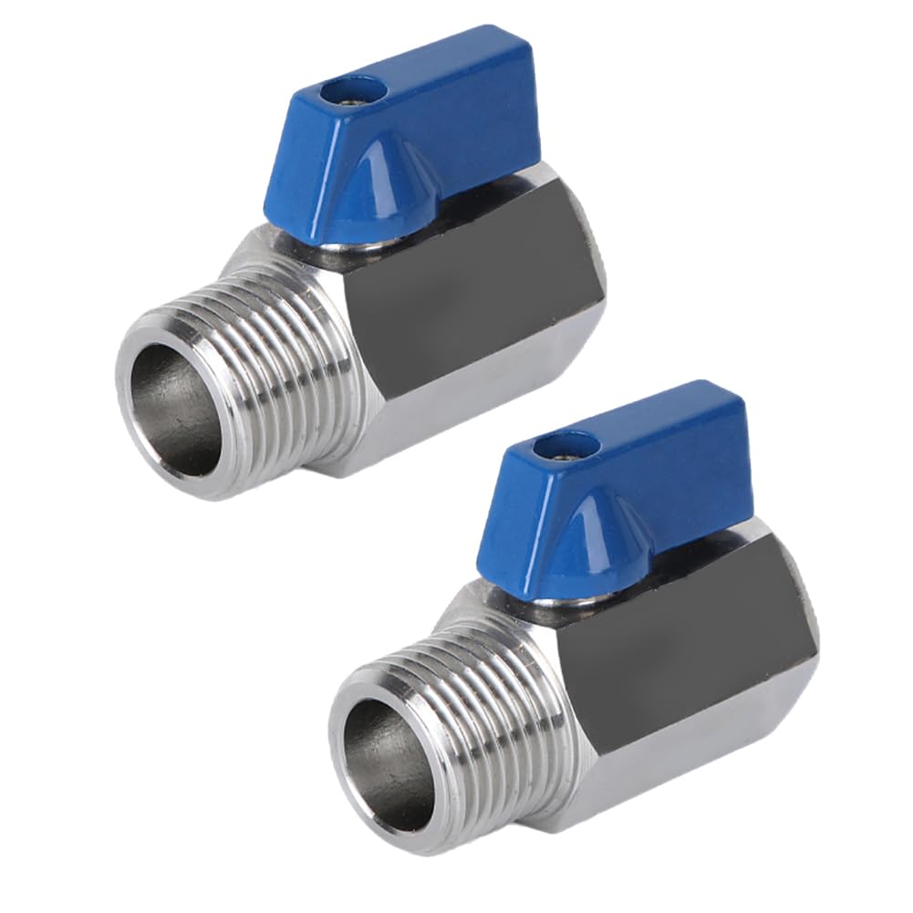 BesNPT 316 Stainless Steel Shut Off Valve 3/8" NPT Male x 3/8" NPT Female Ball Valve for Water Fuel Air (Pack of 2)