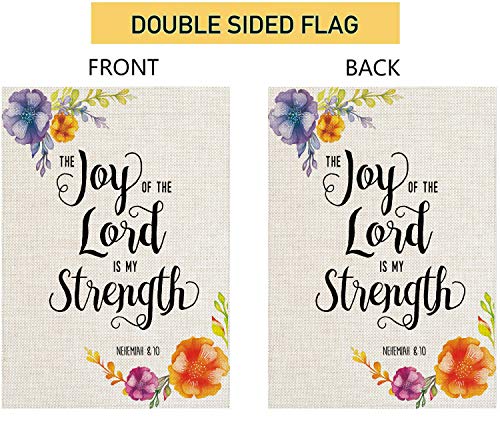 Pingpi PINP-GDFG-B1140 Biblical Quotes House Flag Vertical Double Sized,Joy Of The Lord Is My Strength Yard Outdoor Decoration 28 X 40 Inch thumb #2