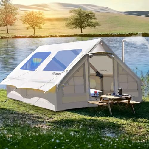 ‎ShinHye Tienda de campaña inflable para 4-8 personas con bomba, tienda de campaña Oxford grande para exteriores, con ventanas de malla de doble capa y puertas dobles convectivas (New- L: 400 x 300 x