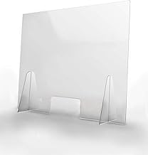 Écran de Protection pour Comptoir Magasins et Établissements 70x60cm - PET Polycarbonate Semi Transparent de 4mm - Écran pour comptoirs ULTRA RÉSISTANT et STABLE - Séparateur pour Écoles Supermarchés