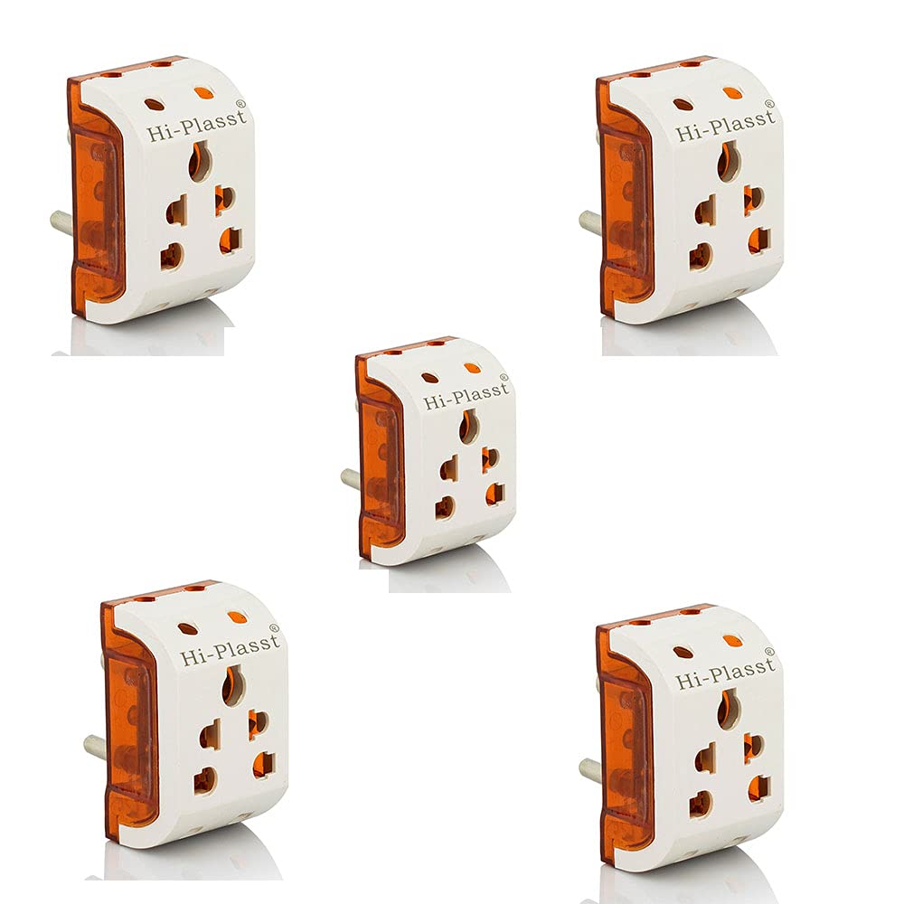Buy Hi-Plasst 3pin Multiplug Socket Adapter (Pack of 5) 5 Socket ...