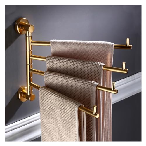 Toallero giratorio de pared dorado para cocina y lavandería, de aluminio inoxidable con diseño de ahorro de espacio