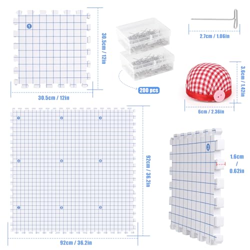 Coopay 9-teiliges Blockiermatten-Set mit 200 T-Nadeln, 31x31 cm – Bild 5
