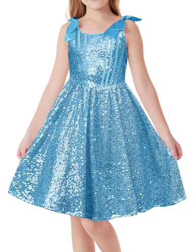 GRACE KARIN Girls Sequin Dress Formal Party Fancy Gold Special Occasion Sparkly Sleeveless Size 6-12