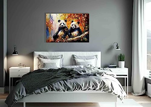 Impression sur toile pandas tableau encadru00e9 salon 76x50 - 3